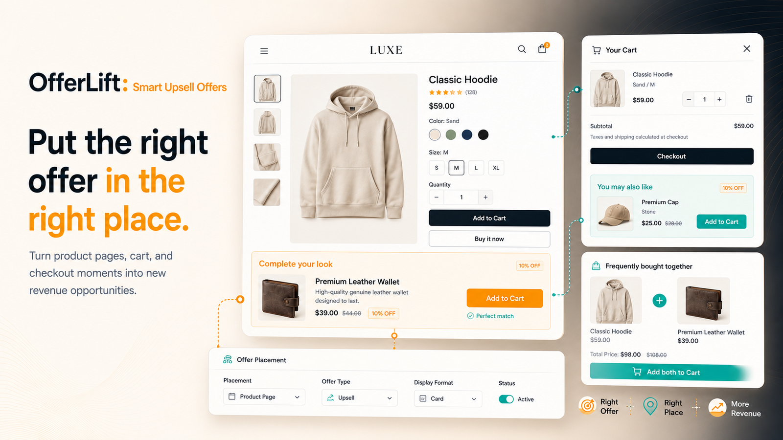 Configure upsell and cross-sell storefront placements