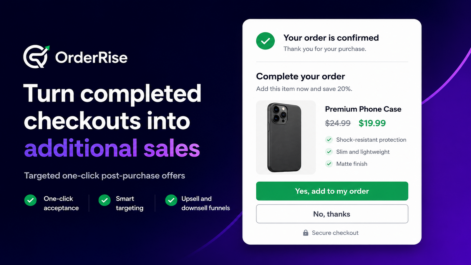 OrderRise Post Purchase Upsell product overview