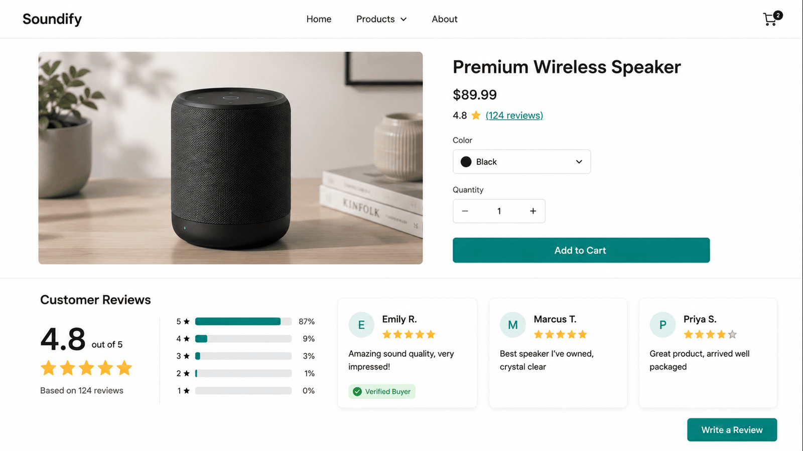 Storefront product page displaying the customer reviews widget